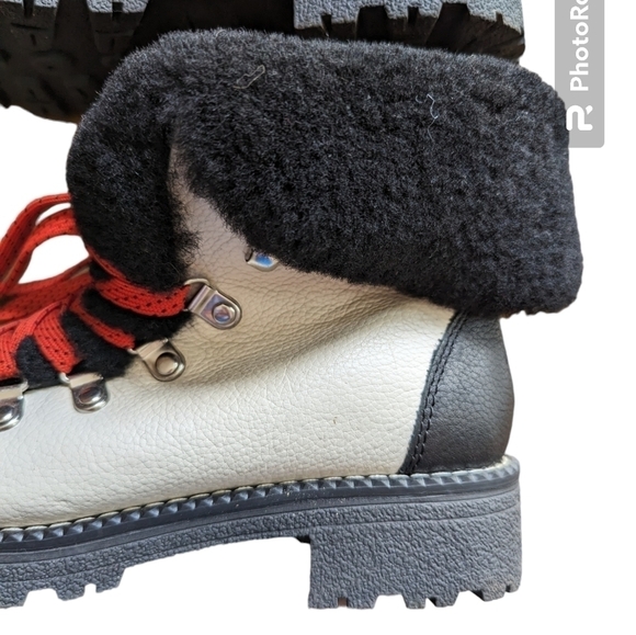 J. Crew white and black Nordic boots with red laces sz 6 - Picture 5 of 8